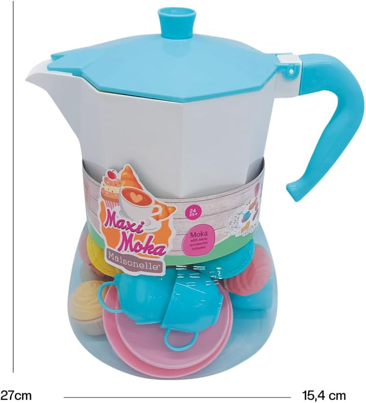 ODS - Maisonelle, Maxi Moka mit Zubehör für Kaffeepause, Produktmasse 27 x 15,4 cm. Spielzeug für Ki