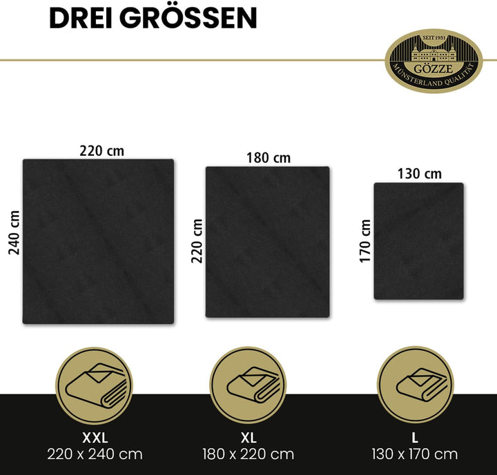 Gözze - Premium Cashmere-Feeling Wohn- und Kuscheldecke, 500 g/m², 220 x 240 cm - Silber Silber 220