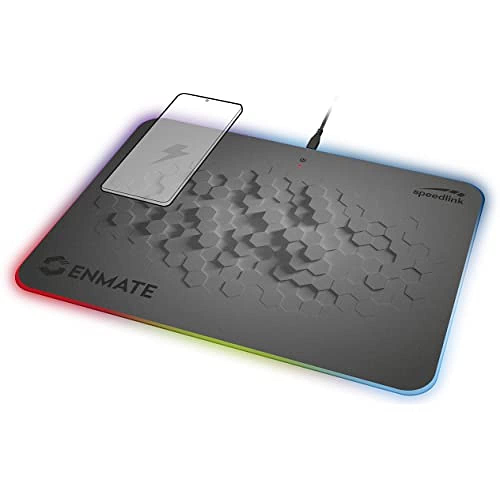 Speedlink ENMATE RGB Charging Mousepad - Gaming-Mauspad mit Induktions-Ladefunktion, grau
