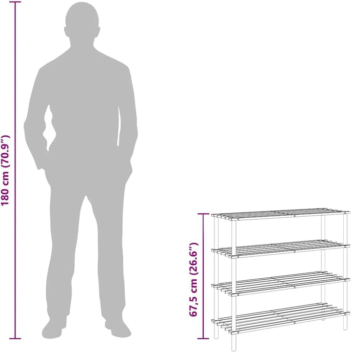 Schuhregal mit 4 Böden aus massivem Tannenholz, platzsparender Organizer für Flur und Eingangsbereic