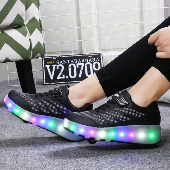 Rolltongoz Kinderroller mit LED Licht | Automatisch Einziehbar &amp; Abnehmbare Vorderreifen | Outdoor-S