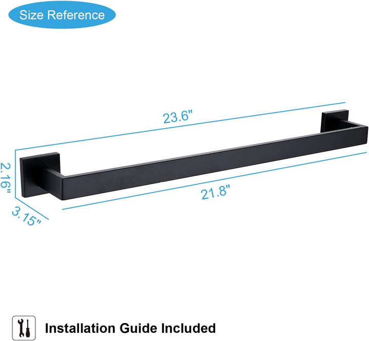 TASTOS XBJ7 Stainless Steel Towel Rack Black, Acrylic Schwarz 23.6-Inch, Schwarz 23.6-Inch