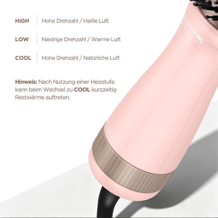 Leichte Reise-Warmluftbürste, PARWIN PRO BEAUTY Dual Voltage Föhnbürste Rosa, Rosa