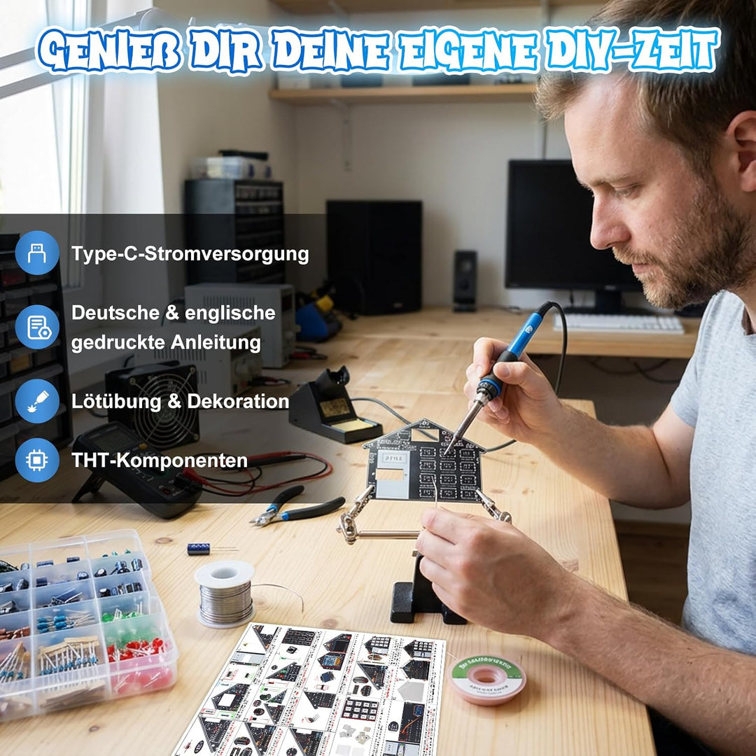 PEMENOL Elektronik-Code-Schloss Lötbausatz, DIY Hausförmiges Passwortschloss-Projekt, Motorisierte T