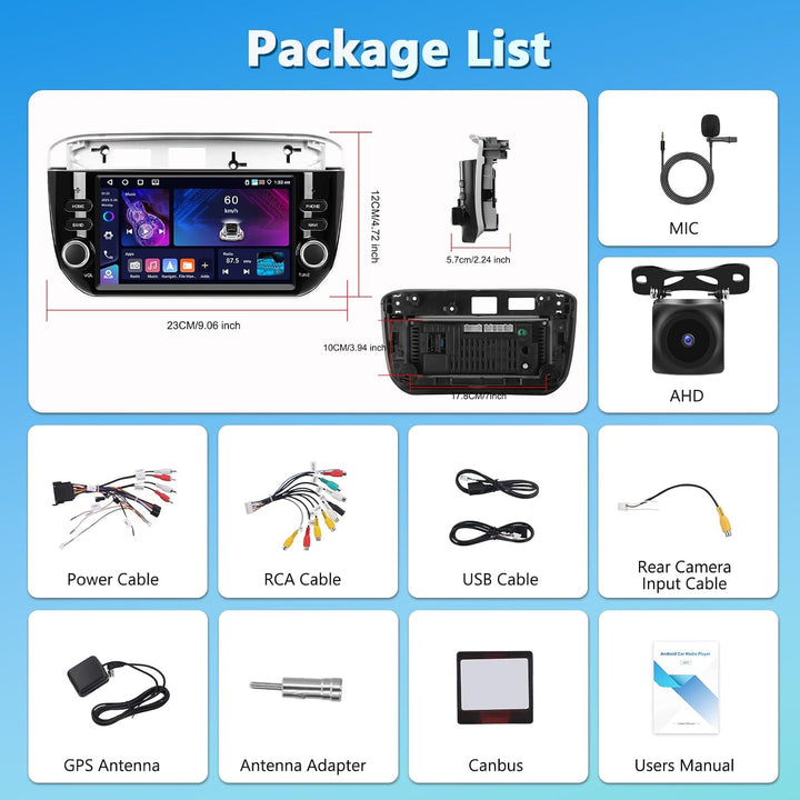 4GB+64GB Autoradio für FIAT Punto 2012 2013 2014 2015 2016 mit Wireless Carplay/Android Auto, 7 Zoll