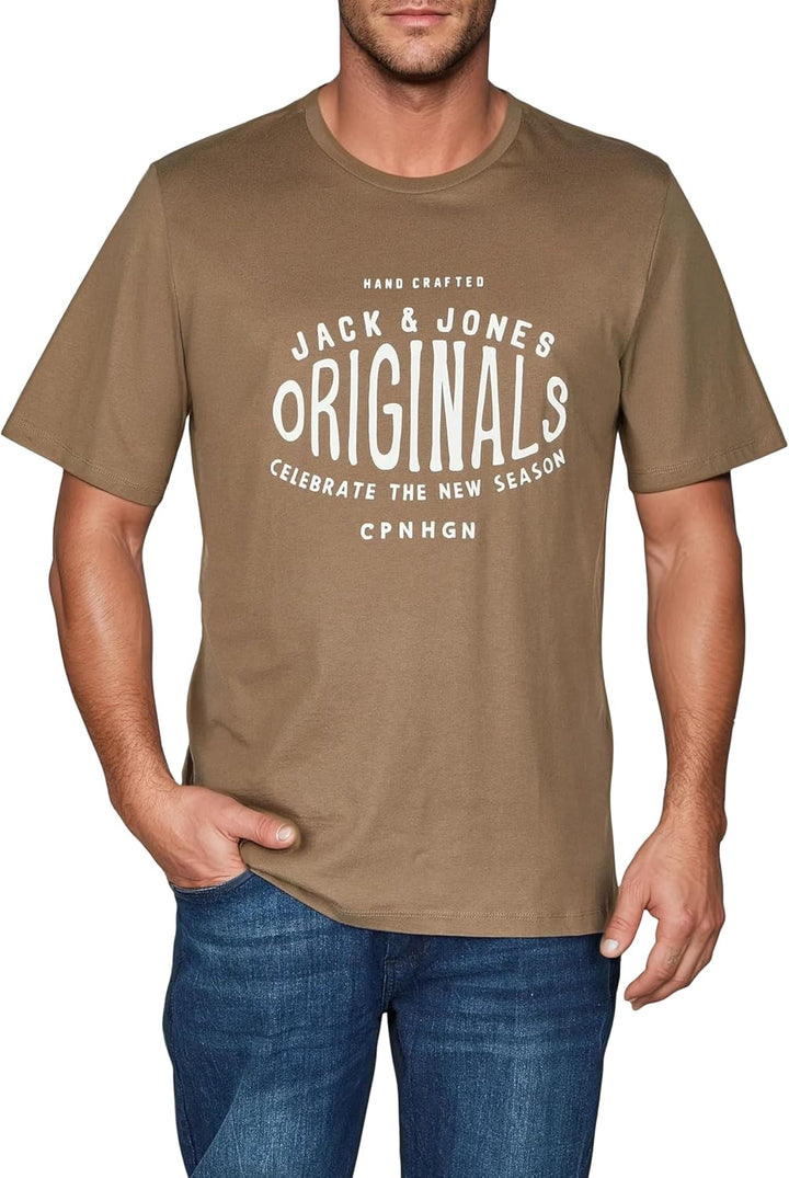 JACK &amp; JONES JJLINO T-Shirt 4er Pack Rundhals Kurzarm Shirt Regular Fit Print Sommer 100% Baumwolle