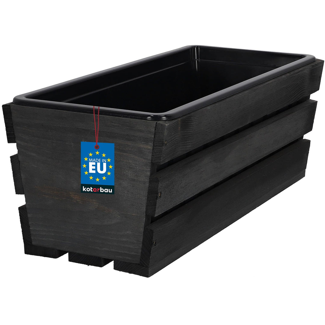 KOTARBAU® Blumenkasten für Balkon, Balkonkasten mit Kunststoffeinsatz 40 x 18 x 15 cm 1 Stück Anthra