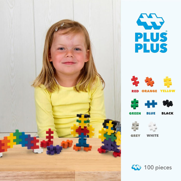Plus-Plus 9603210 Geniales Konstruktionsspielzeug, Open Play Big Basic Mix, Bausteine-Set, 100 Teile