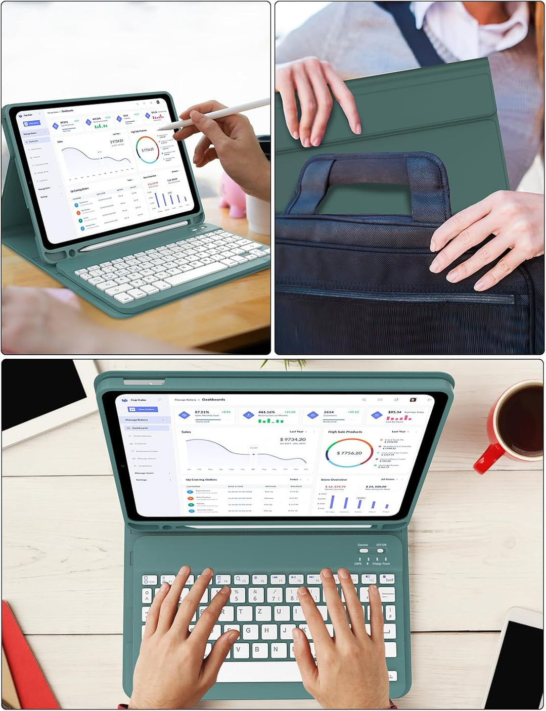 Tastatur Hülle für iPad 10 gen/A16 11 Gen - Soft TPU Rückseite Gehäuse Schutzhülle mit Pencil Halter
