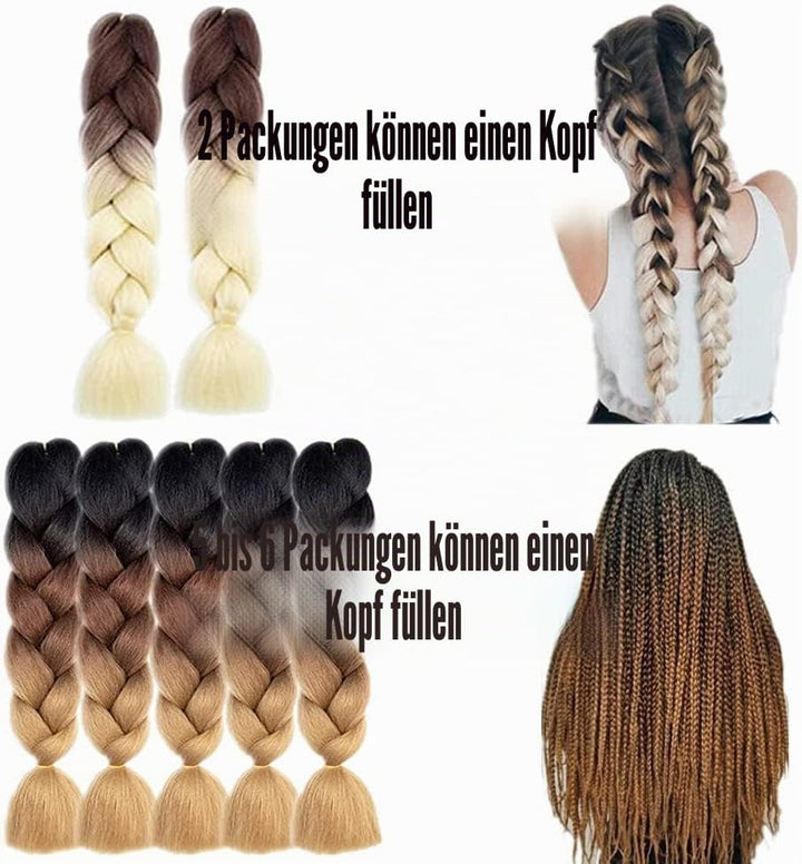 FanYu 3packs Ombre Braiding Hair Extensions Kanekalon Jumbo Braiding Hair Extensions 24 Zoll Braidin