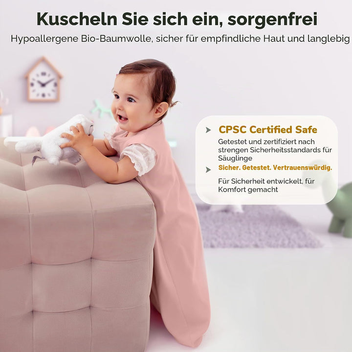 Babyschlafsack aus Bio-Baumwolle 0.5 TOG Sommer Schlafsack 2er-Pack Leicht (0.5 TOG) M (6-12 M) II A