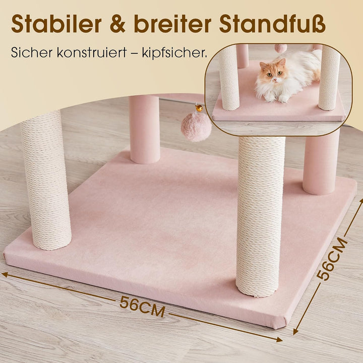 Katzenbaum 114 cm Hoch, Gross Kratzbaum mit Extra Grosser Plattform &amp; Kratzpfosten, Mehrstufiger Kra