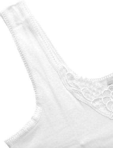 Yenita 4 stück Damen Unterhemden mit Spitze, 100% Baumwolle, Feinripp 44/46 Weiss, 44/46 Weiss