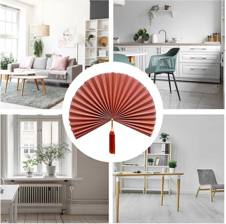 Fächer-Dekorationen für die Wand, 100 cm, hängbar, zusammenklappbar, mit Quaste, dekorative Faltfäch