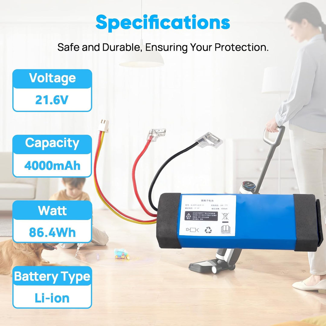 21,6 V 4000 mAh Akku Kompatibel mit Tineco iFloor 3, Floor ONE S3, iFloor 3 Breeze Plus, Tineco S3,