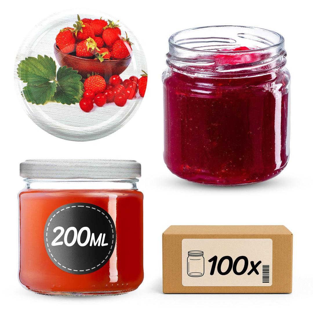 KADAX 100er Set Einmachgläser 200ml TO66, Marmeladengläser Vorratsgläser Mason Jar mit Schraubdeckel