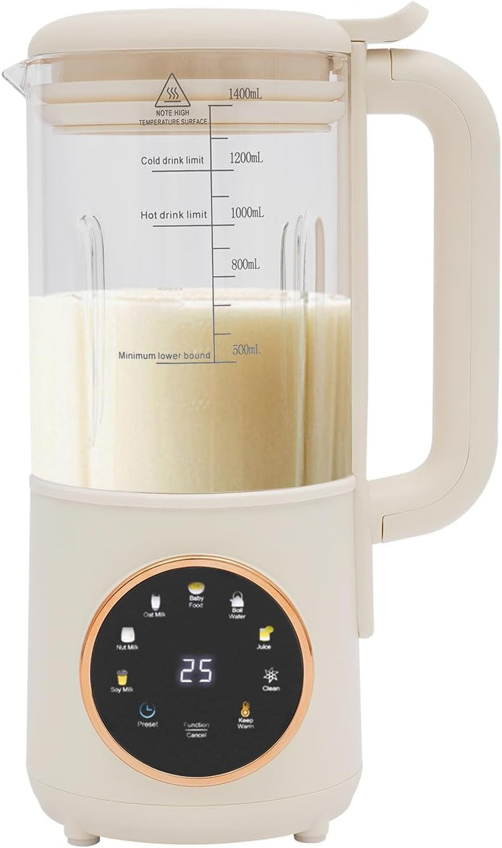 Nussmilchmaschine Pflanzenmilchbereiter, 1.4L Sojamilchmaschine mit Timer &amp; Warmhaltefunktion, 6 Pro