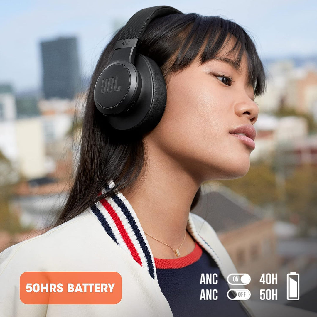 JBL Live 660NC kabelloser Over-Ear Bluetooth-Kopfhörer in Schwarz – Mit Noise-Cancelling und Spracha