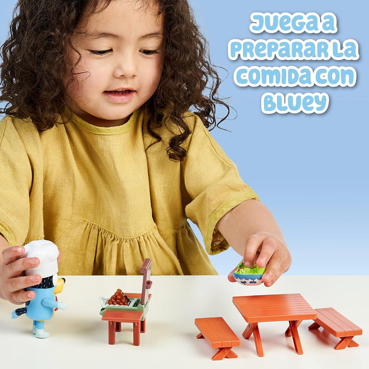 Giochi Preziosi - Bluey-Grillfigur mit Tisch und Bänken für PIC Nick Grill Küche und Hut Koch Als Zu