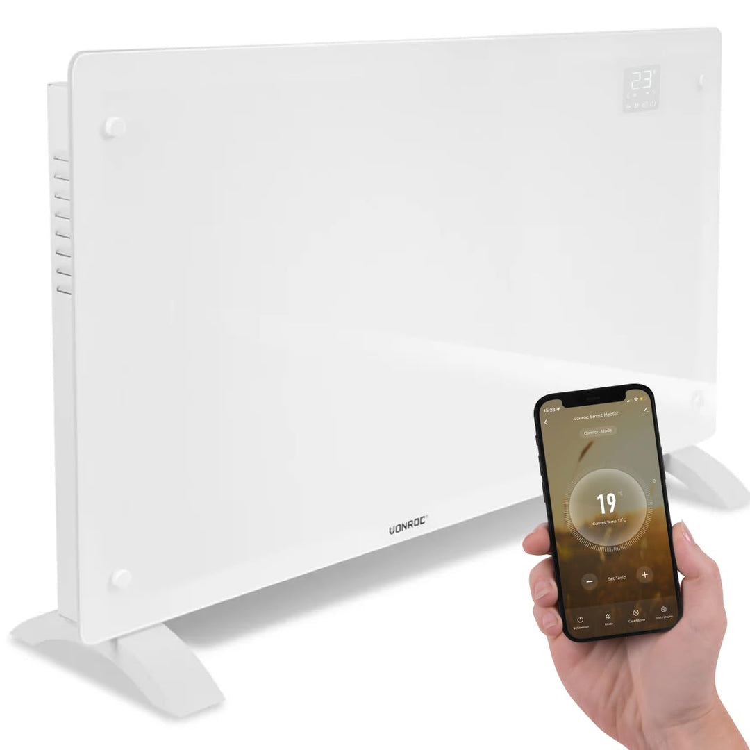 VONROC Elektroheizung energiesparend 2500W - Konvektor Heizung [30qm Räume] - Mobile Elektrische Hei