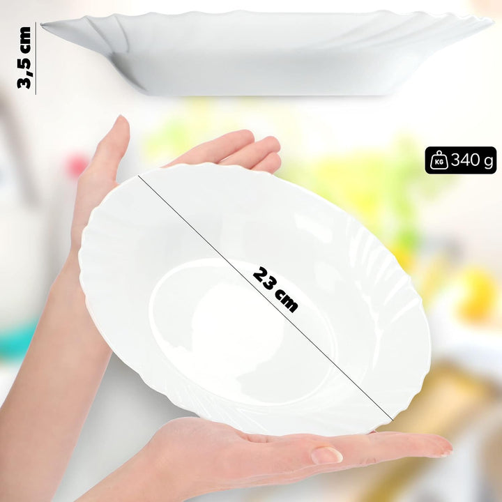 KADAX Geschirrservice 12-teilig, Geschirrset für 4 Personen, Tafelservice mit Suppenteller, Dessertt