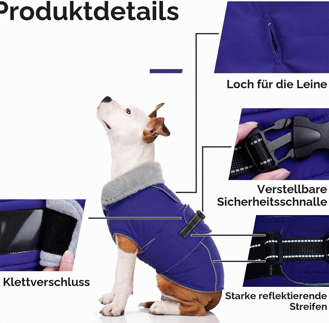 Lelepet Hundemantel Winterweste Reflektierende Fleece Hundejacke für Extra Grosse Hunde Wasserdicht
