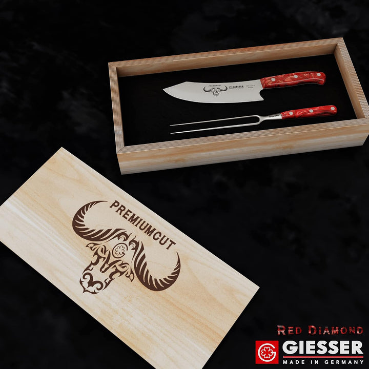 GIESSER seit 1776 - Made in Germany - PremiumCut, Red Diamond, Tranchier Set 2 teilig, Kochmesser 20