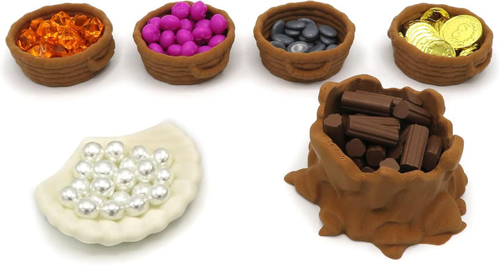 Ressourcencontainer für Everdell | Thematisches Zubehör für Brettspiele | Packung mit 6 Stück aus Bi