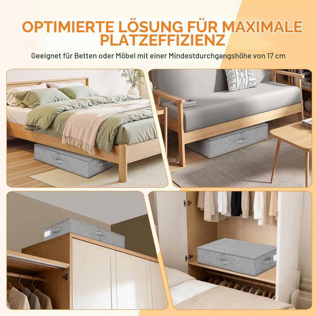 Romon Aufbewahrungsbox mit Deckel, 2 Stück 50L Unterbett Aufbewahrung und Organisation aus Verstärkt