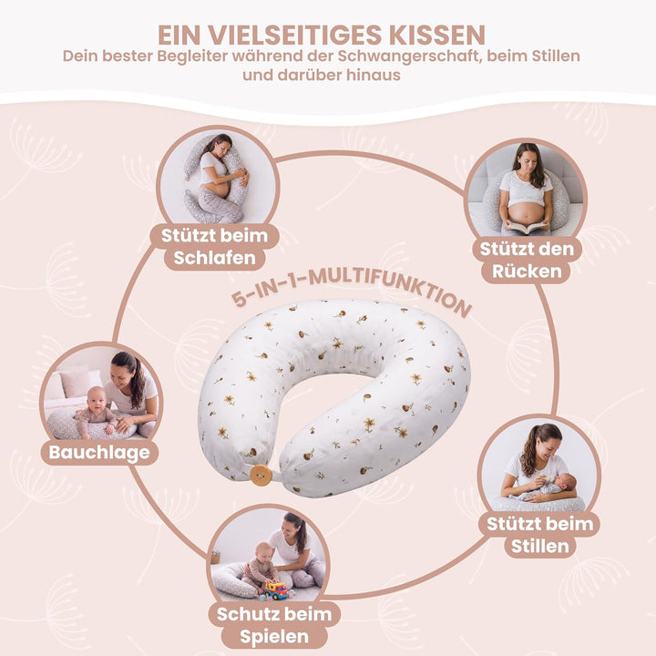 MIMUSELINA Stillkissen Seitenschläferkissen aus 100% Baumwolle | XXL Format 125 x 60 cm | Schwangers
