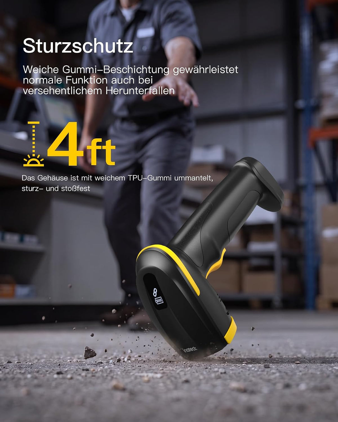 Inateck Barcode Scanner Kabellos 2D mit Display, 1D 2D QR Code Scanner