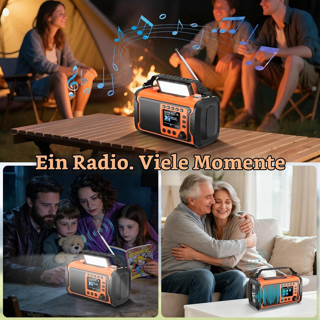 27000mAh DAB/DAB+ Notfallradio mit Kurbel, Solar &amp; USB Laden, Bluetooth 5.3, Powerbank-Funktion, SOS