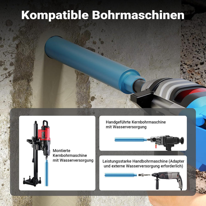 Wiltec Diamantbohrkrone Typ 1 (Shark) Ø 67 mm, Bohrkrone 450 mm, 1¼ UNC Nassbohrkrone, Diamantbohrer