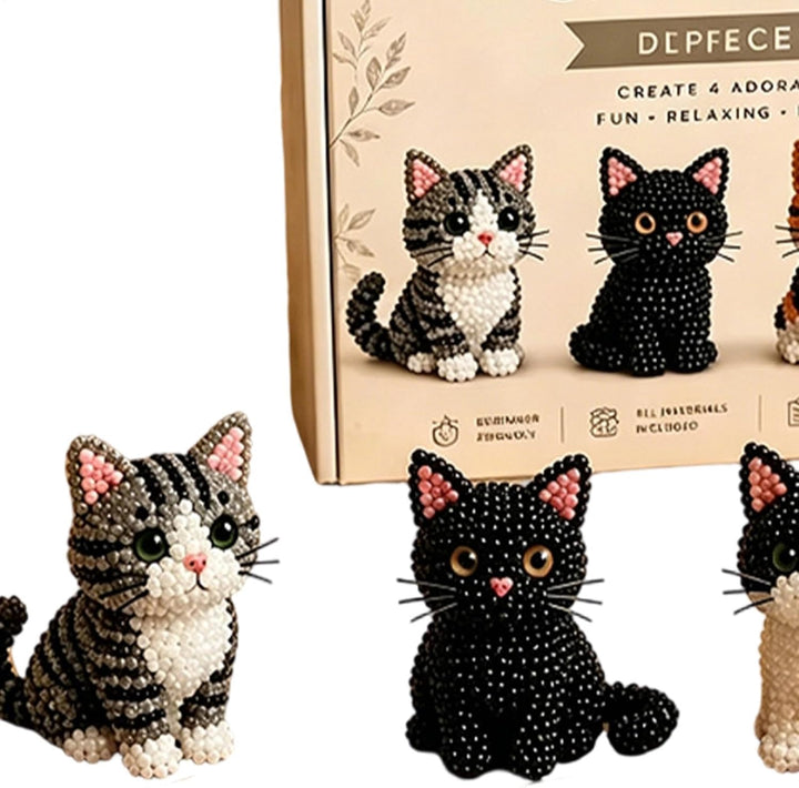 3D-Katzenperlen-Set, DIY-Tier-Perlen-Bündel, lustiges handgefertigtes Bastelprojekt mit einfachem Ba