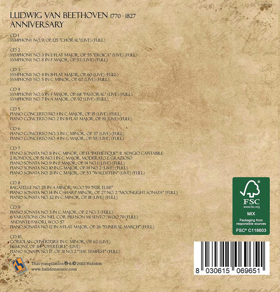 Beethoven Anniversary - 10 CD - Sinfonien, Klaviersonate, Klavierkonzerte, Audio-CD