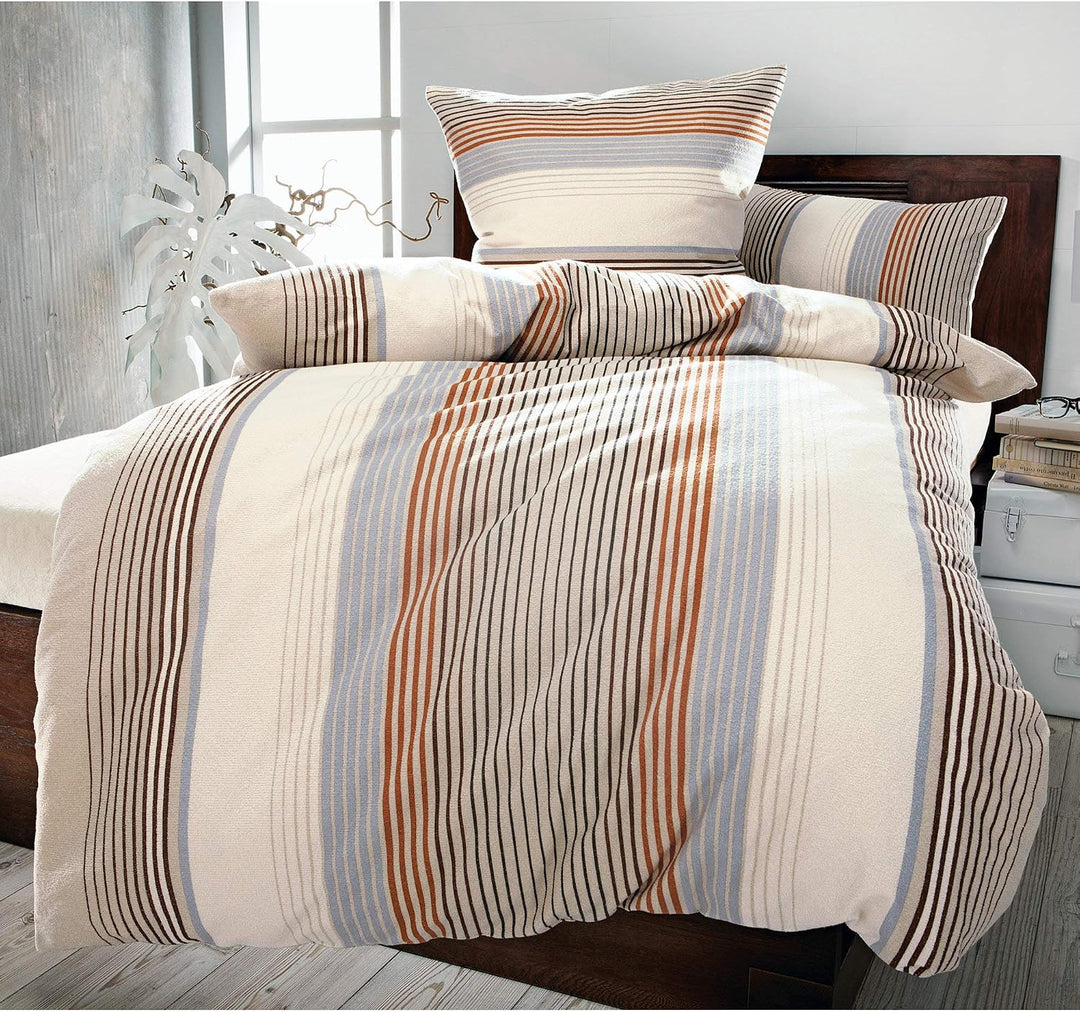Dyckhoff 3088271200 Kira Weichfrottierbettwäsche RV 155/200 cm und 80/80 cm Kissen, beige 155 cm x 2