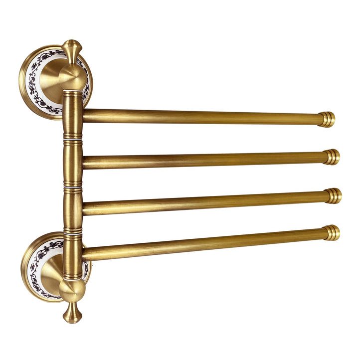 Swivel Towel Rack for Bathroom, Antique Bronze Folding 4 Arms Hand Towel Bars Towel Hanger for Laund