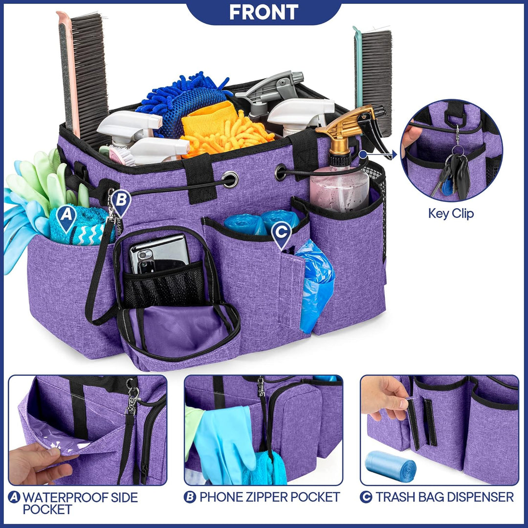 LoDrid Grosser Professioneller Reinigung Tasche mit abnehmbarer Trennwand, Reinigung Tragetasche mit