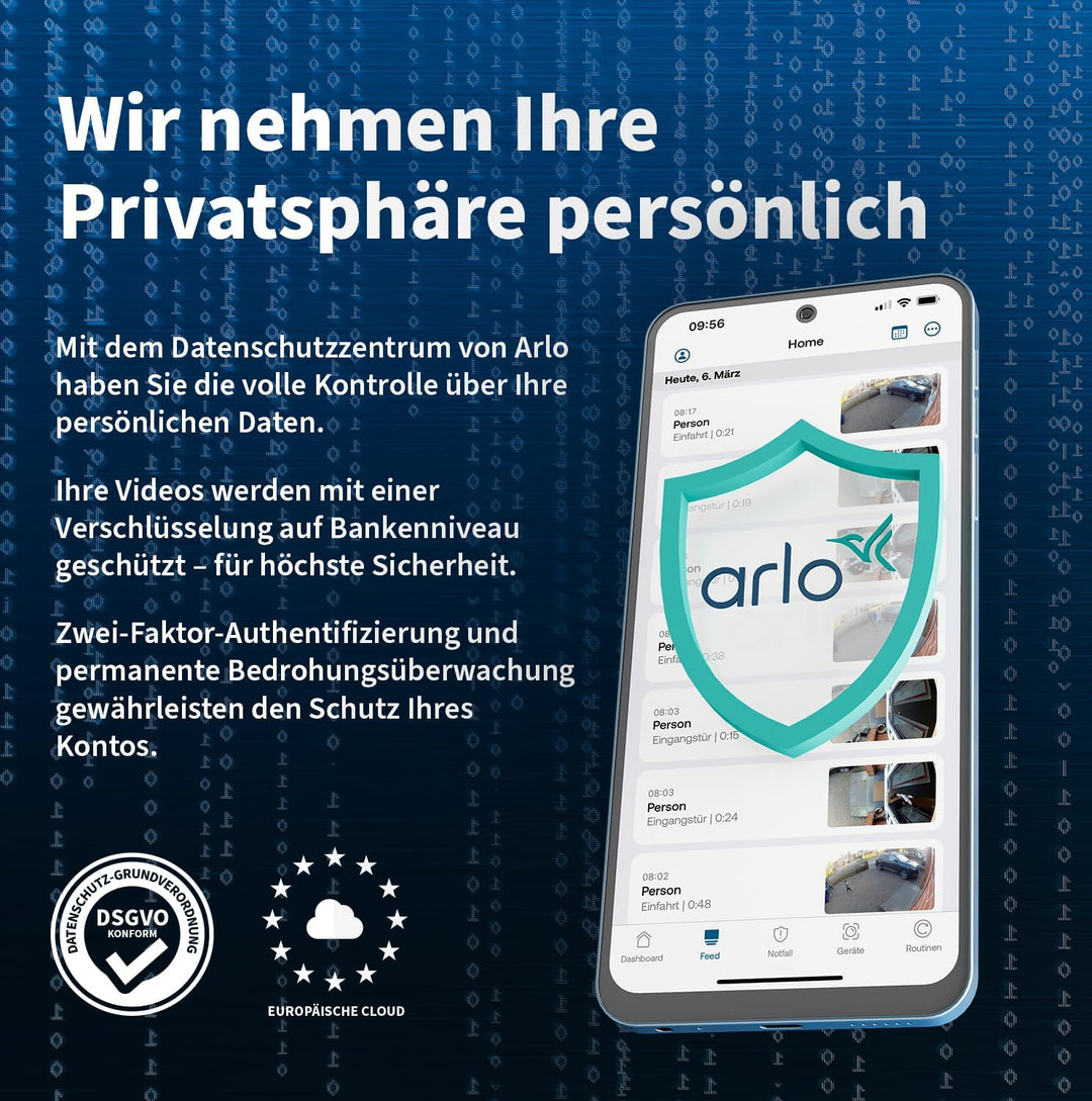 Arlo Pro 6 2K HDR Kamera Aussen, 2er-Set mit Zusatzakku &amp; Dual-Ladestation 2 Kameras, 2 Kameras
