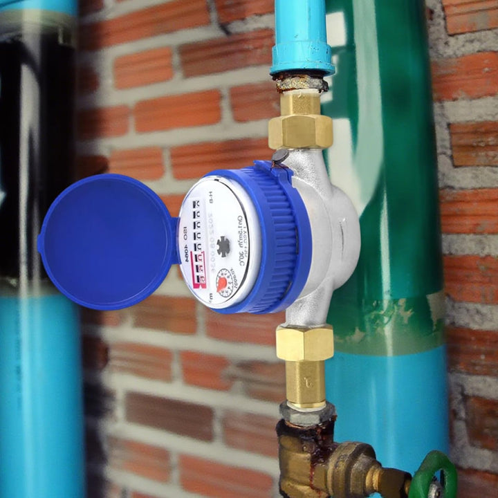 Wasserzähler für Garten, 1/2 Zoll, Kaltwasser, 1,5m³/h, 0-40°C, mit Montagezubehör und Schutzabdecku