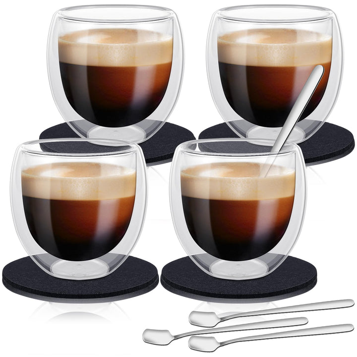 Espressotassen Set, Doppelwandige Gläser, 4 X 80 Ml