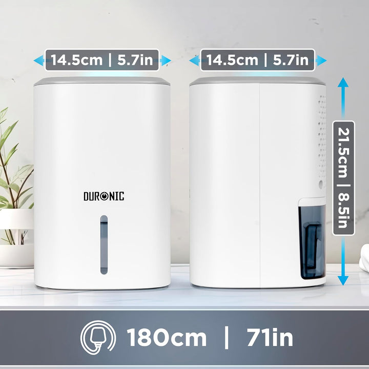 Duronic DH06 WE Luftentfeuchter, Leiser Entfeuchter für 5-10m² Räume, Kleiner Kondenstrockner mit 0,