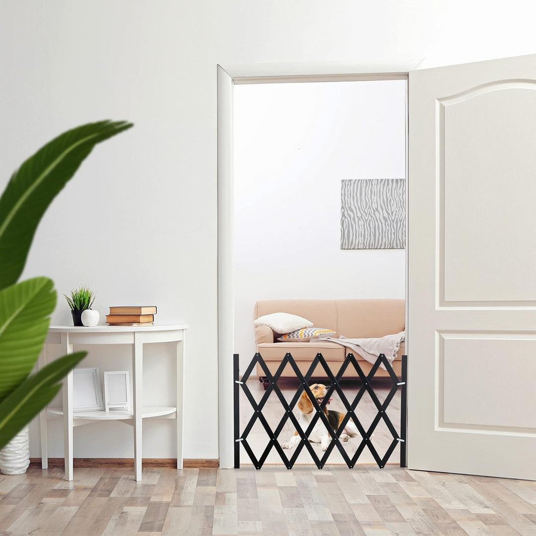 Relaxdays Hundeabsperrgitter, ausziehbar bis 140 cm, 87-97 cm hoch, Bambus, Hunde Schutzgitter für T