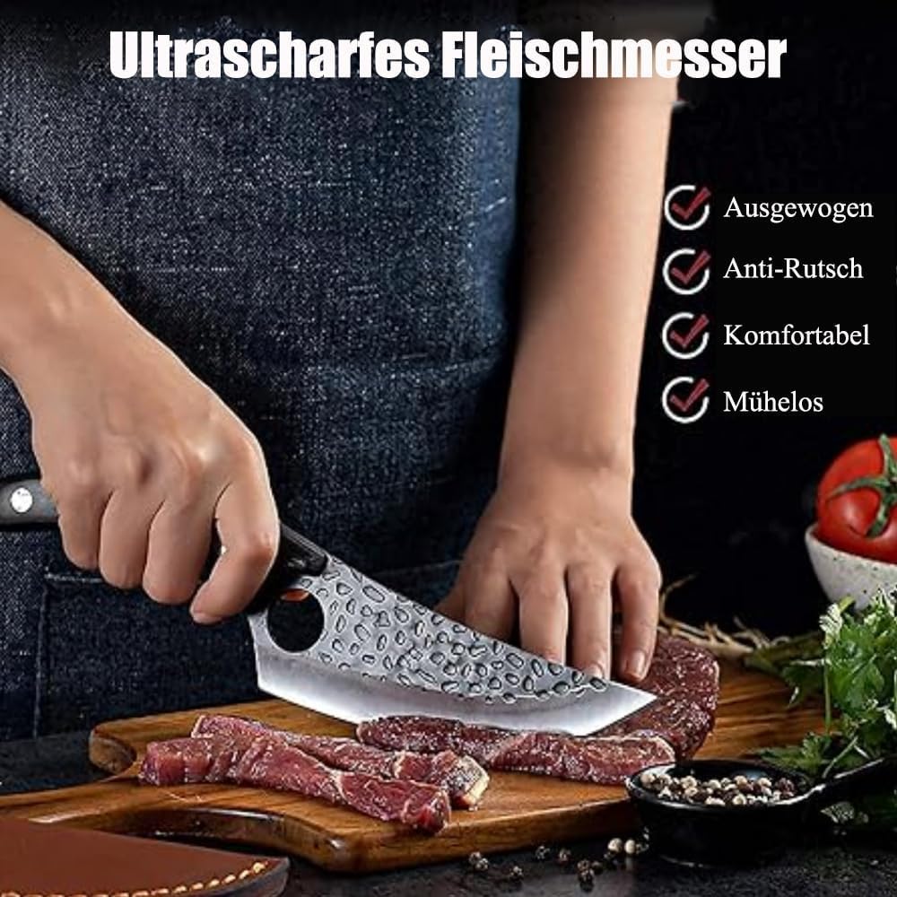 Kitory Wikinger Ausbeinmesser 15cm, Profi Fleischmesser aus Hochkohlten Hartstahl, Ergonomischer Pak