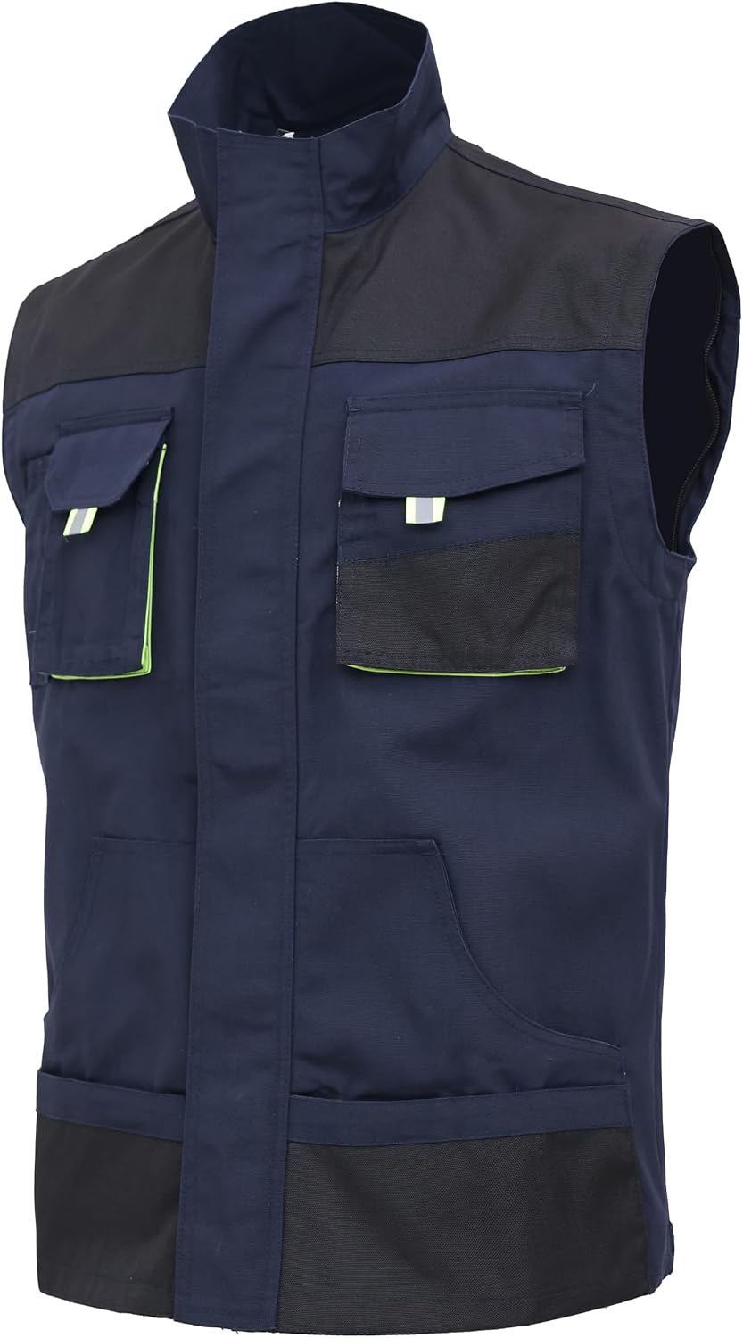 WORK IDEA Herren-Arbeitsjacke mit mehreren Taschen, strapazierfähigem Canvas M Marine, M Marine