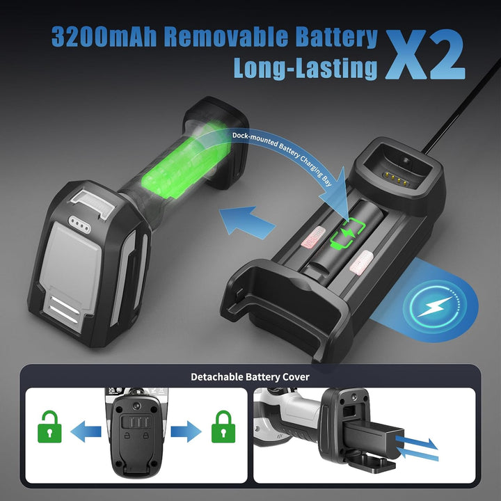 NETUM Ultra-Robuster Industrieller Barcode-Scanner Mit Verlängerter Reichweite Bis 2,4m, Kabelloser