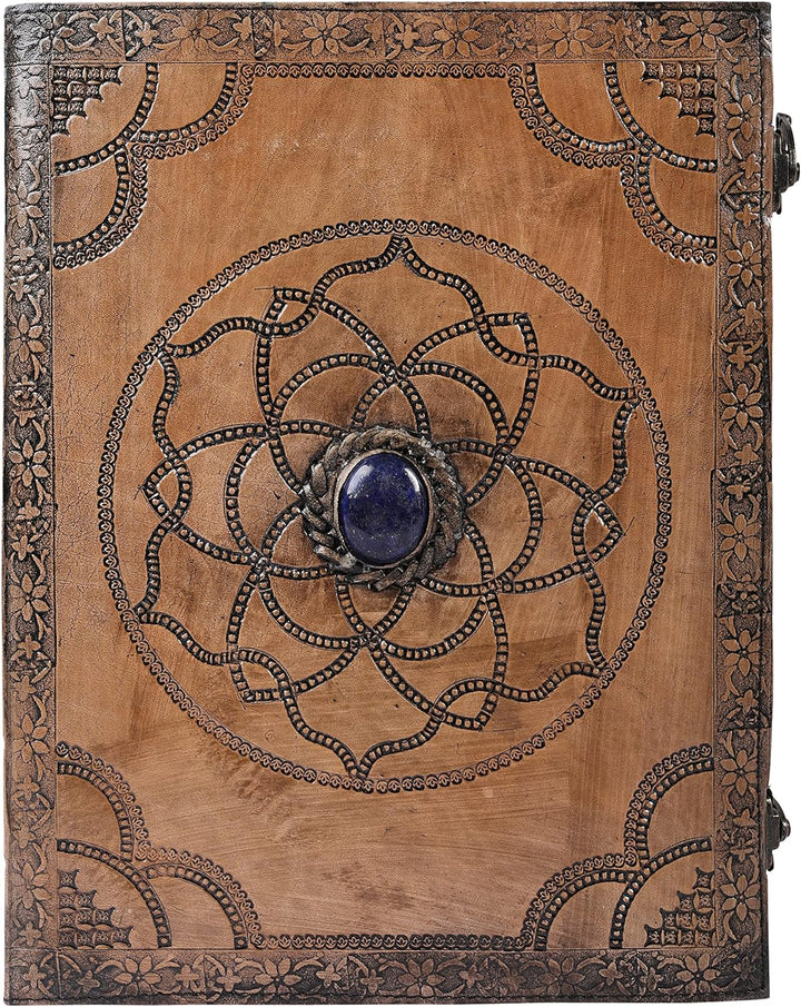 OVERDOSE Hand Embossed Stone Vintage Leather Journal - Handmade Antique Stone Journal For Students &amp;