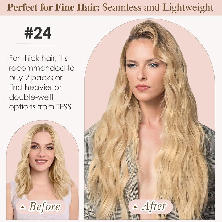 TESS Clip in Extensions Echthaar, 8pcs Clip in Haarverlängerung Remy Echt Haare Natürliche 18 Clips