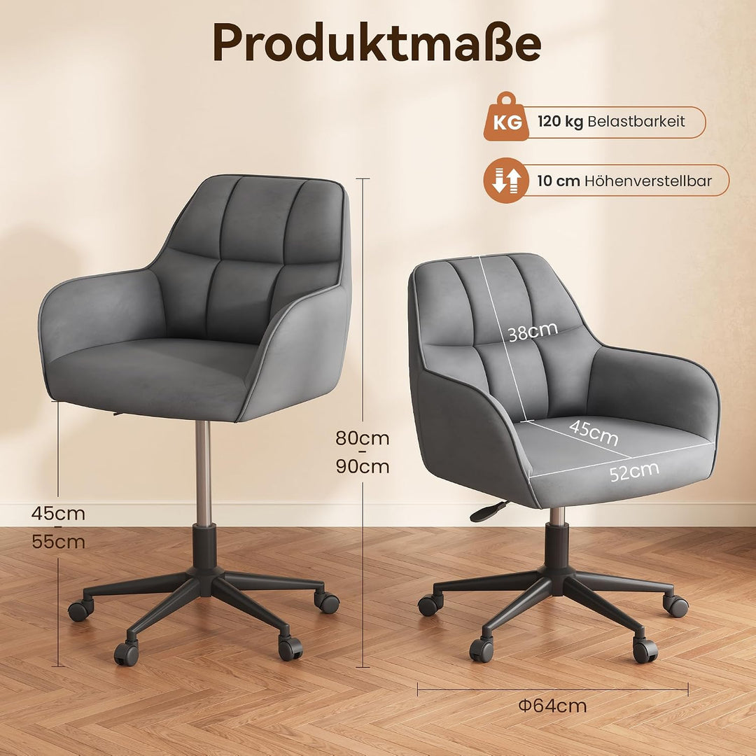 YOUDENOVA Schreibtischstuhl, Drehstuhl mit Rollen, Schminkstuhl Höhenverstellbar, Homeoffice Stuhl,