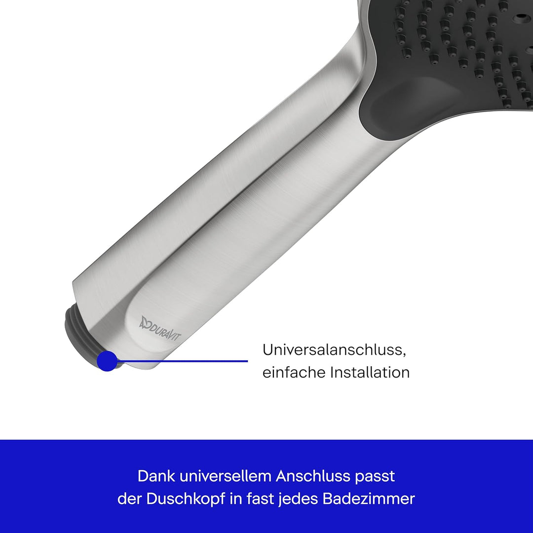 Duravit Universal Handbrause, einfache Reinigung, Edelstahl gebürstet 3 Strahlarten – 9 l/min (3 bar